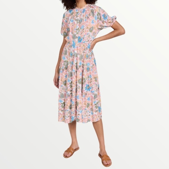 Playa Lucila Dress Floral Short Sleeve Midi‎ Sz XS - Picture 4 of 12